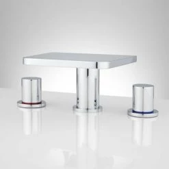 Signature Hardware Knox Widespread Waterfall Bathroom Faucet with Pop-Up Drain Assembly -Central Brass store signature hardware 930802 chrome front 217