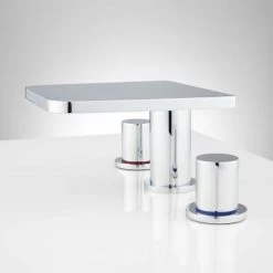 Signature Hardware Knox Widespread Waterfall Bathroom Faucet with Pop-Up Drain Assembly -Central Brass store signature hardware 930802 chrome side 80