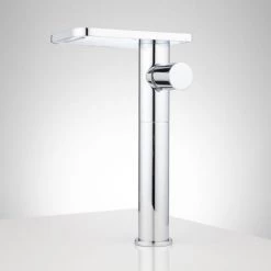 Signature Hardware Knox Waterfall Vessel Faucet with Drain - Overflow -Central Brass store signature hardware 931430 chrome side 89