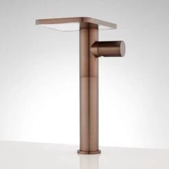 Signature Hardware Knox Waterfall Vessel Faucet with Drain - Overflow -Central Brass store signature hardware 931430 oil rubbed bronze front 219