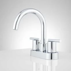 Signature Hardware Lindo 1.2 GPM Centerset Bathroom Faucet with Pop-Up Drain Assembly -Central Brass store signature hardware 932617 chrome side 101