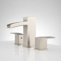 Signature Hardware Morata 1.2 GPM Widespread Bathroom Faucet with Pop-up Drain Assembly -Central Brass store signature hardware 932621 side view 452