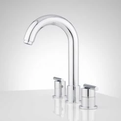 Signature Hardware Lester 1.2 GPM Widespread Bathroom Faucet with Drain Assembly -Central Brass store signature hardware 932623 side view 31