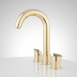 Signature Hardware Lester 1.2 GPM Widespread Bathroom Faucet with Drain Assembly -Central Brass store signature hardware 932623 side view 32
