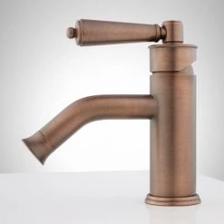 Signature Hardware Napier Single Hole Bathroom Faucet with Drain Assembly - Set of 2 -Central Brass store signature hardware 934822 2 side view 245