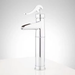 Signature Hardware Melton Vessel Waterfall Bathroom Faucet with Pop-up Drain Assembly -Central Brass store signature hardware 938541 side view 478